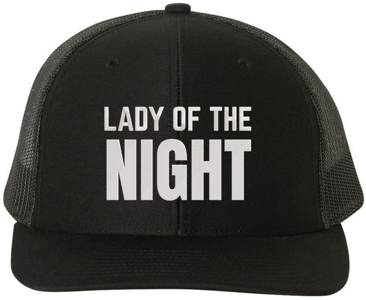 Lady Of The Night Embroidered Trucker Hat Streetwear Baseball Cap for Nightlife Parties