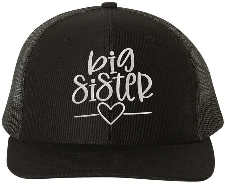 Big Sister Embroidered Trucker Hat Mesh Back Baseball Cap Sibling Gift