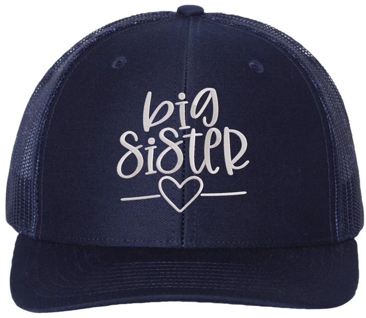 Big Sister Embroidered Trucker Hat Mesh Back Baseball Cap Sibling Gift
