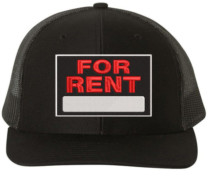 For Rent Sign Embroidered Trucker Hat | Adjustable Structured Mesh Back Baseball Cap