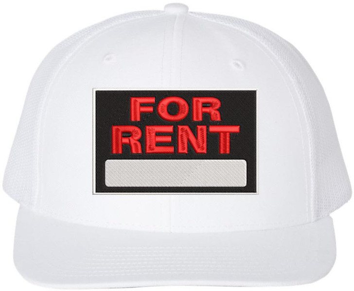 For Rent Sign Embroidered Trucker Hat | Adjustable Structured Mesh Back Baseball Cap