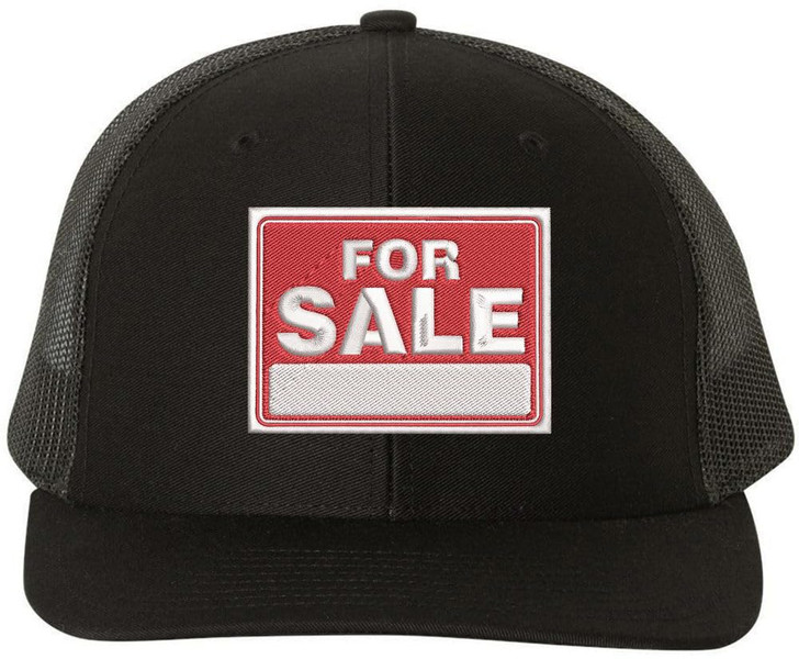 FOR SALE Sign Embroidered Trucker Hat | Adjustable Structured Mesh Back Baseball Cap