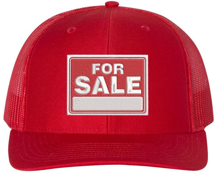 FOR SALE Sign Embroidered Trucker Hat | Adjustable Structured Mesh Back Baseball Cap