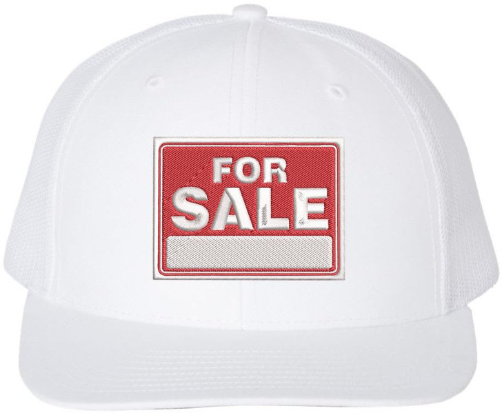 FOR SALE Sign Embroidered Trucker Hat | Adjustable Structured Mesh Back Baseball Cap