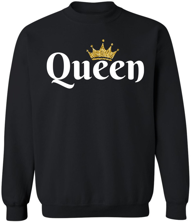 Queen Crown Printed Sweatshirt Royal Gift Valentines Day Girlfriend Cotton Blend Crewneck Pullover