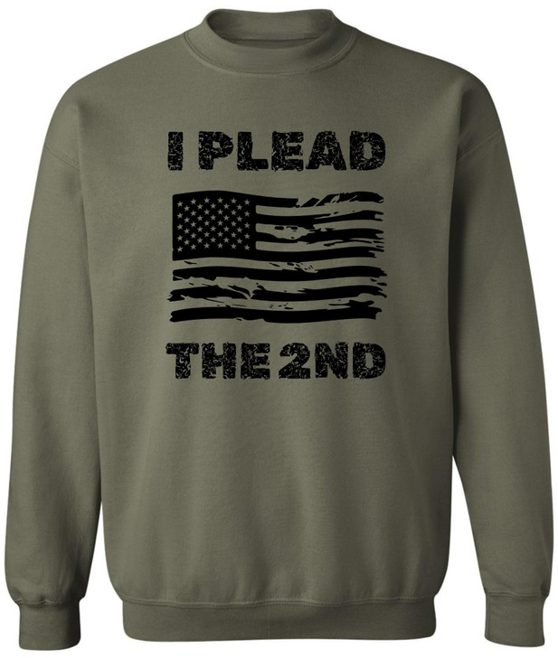 I Plead The 2nd USA Wavy Flag Printed Sweatshirt | US Distressed Patriotic 2A Support Pullover Crewneck