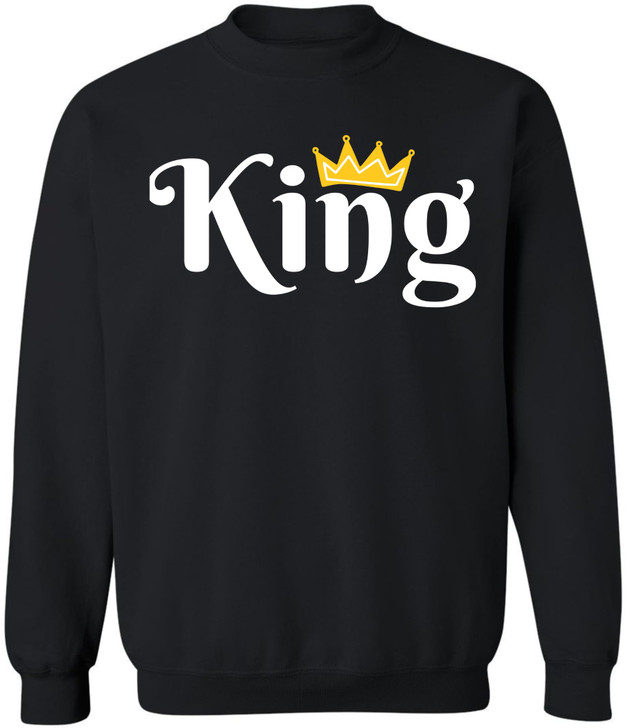 King Crown Printed Sweatshirt Royal Gift Boyfriend Husband Cotton Blend Crewneck Pullover
