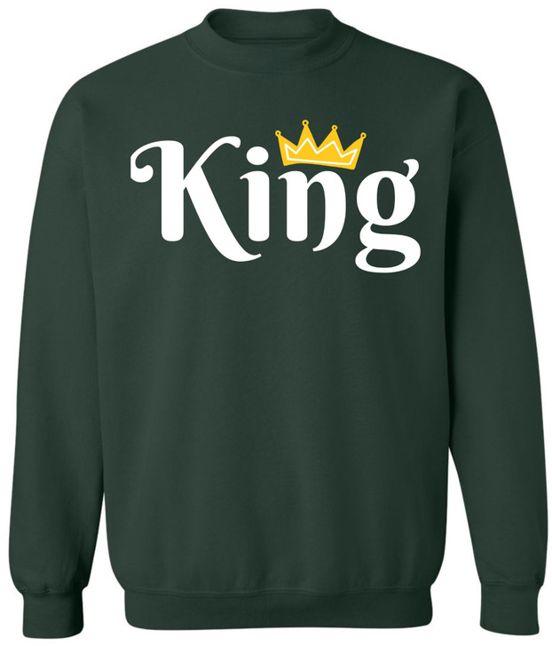 King Crown Printed Sweatshirt Royal Gift Boyfriend Husband Cotton Blend Crewneck Pullover