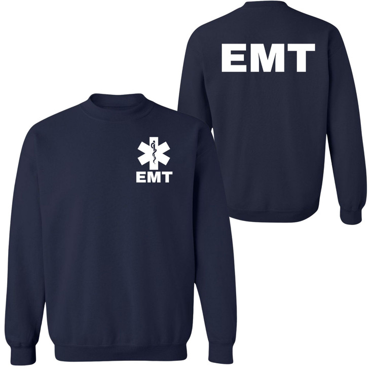 EMT Sweatshirt | Double-Sided Printed Emergency Medical Technician First Responder Crewneck Top