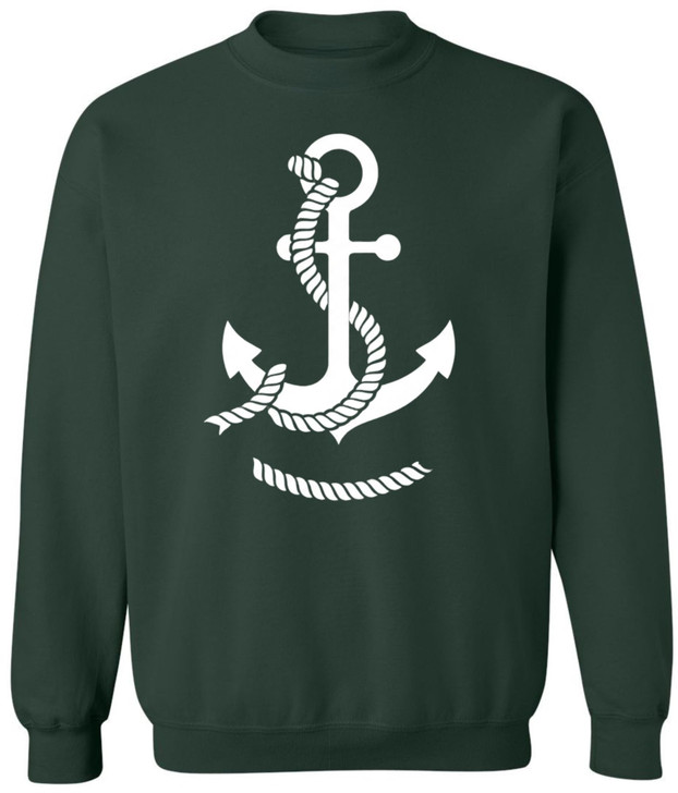 Nautical Anchor Graphic Printed Sweatshirt Maritime Sailor Design Cotton Polyester Pullover Crewneck