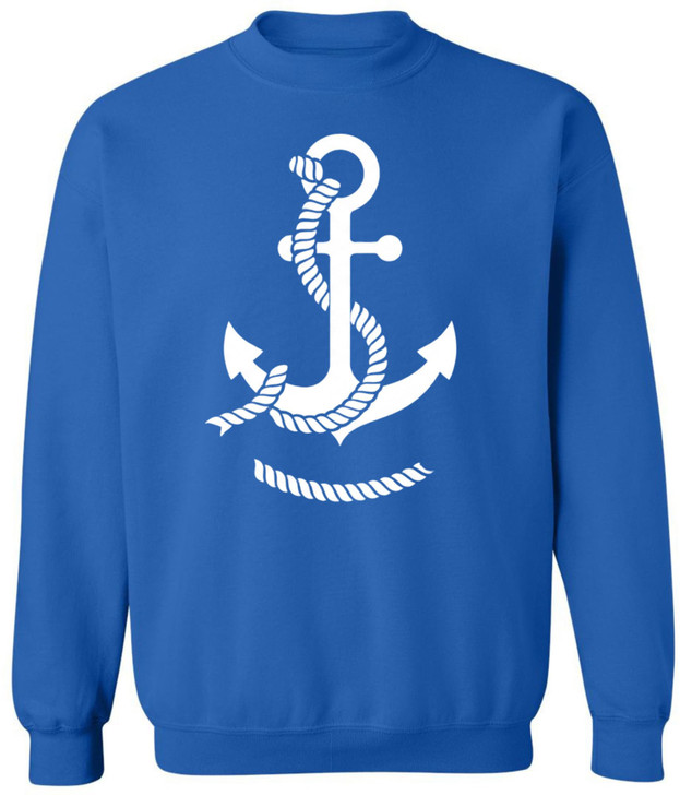 Nautical Anchor Graphic Printed Sweatshirt Maritime Sailor Design Cotton Polyester Pullover Crewneck