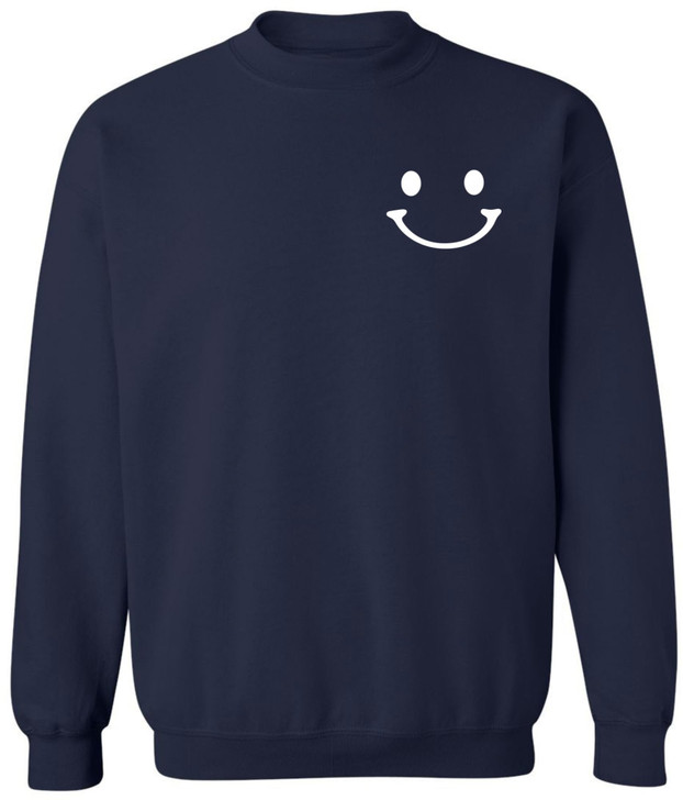 Smile Face Graphic Printed Sweatshirt Happy Face Minimalist Streetwear Cotton Polyester Pullover Sweatshirt