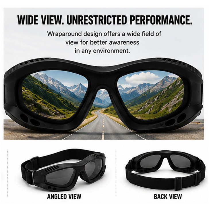 Black Tactical Goggles Paintball Airsoft Eye Protection Military Style Safety Goggles for Outdoor Use