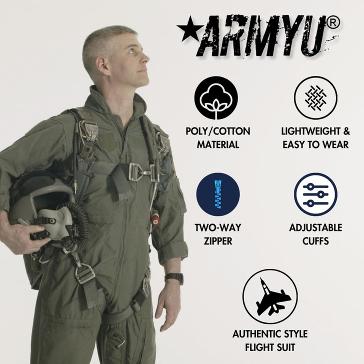Flight Suit Coveralls Jumpsuit Military Style Air Force Pilots Costume Tactical Work Overalls Uniform for Men & Women