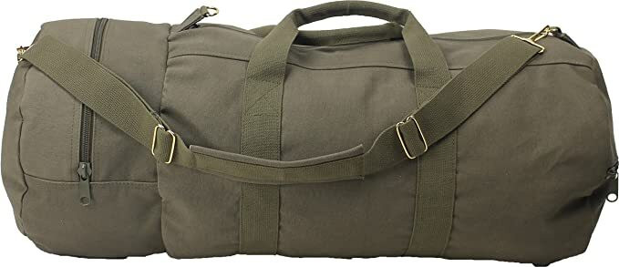 ARMYU Cotton Canvas Large Shoulder Duffle Bag Olive Drab Tote with Straps