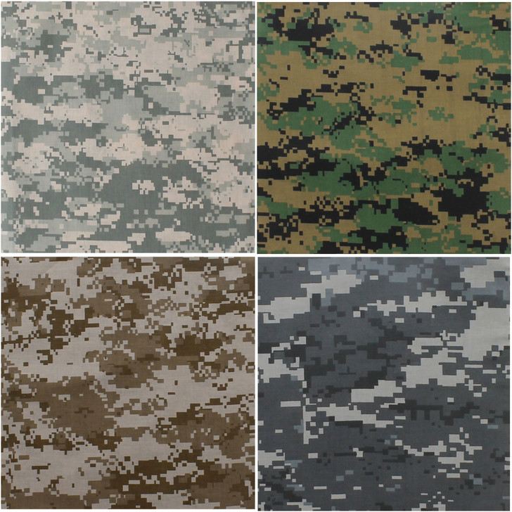 ARMYU Camouflage Bandanas Cotton Head Face Neck Cover Headwraps Bandanna 22" x 22", 4 Pack