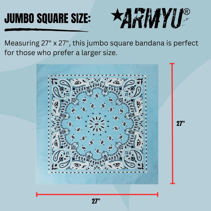 Trainmen Paisley 27" Jumbo Military Bandana Head Scarf Do-rag 100% Cotton Bandanna Face Cover 6-Pack