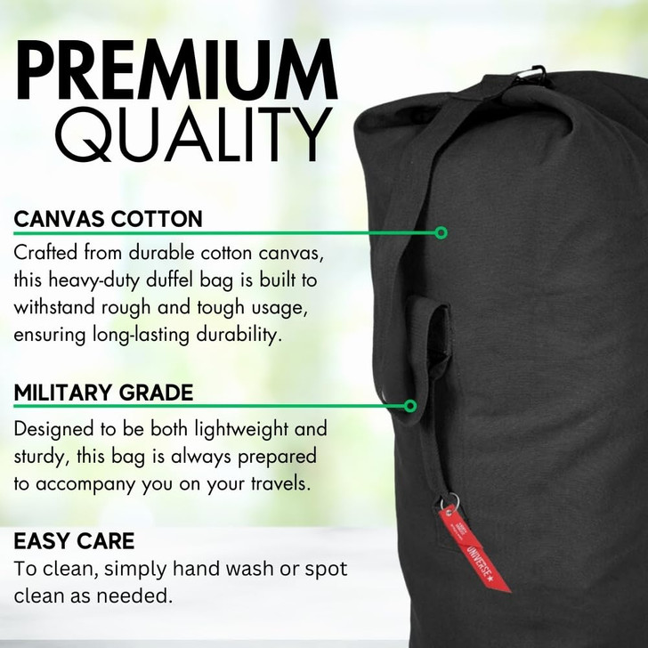 Top Load Heavyweight Cotton Canvas Tactical Military Duffle Bag Carryall Shoulder Storage Bulk Travel Bag