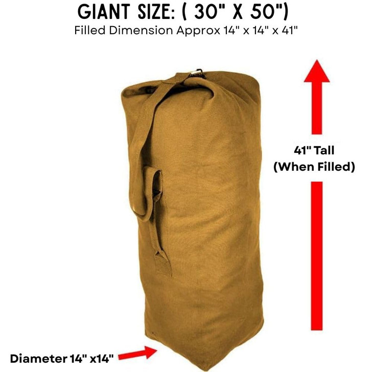 Top Load Heavyweight Cotton Canvas Tactical Military Duffle Bag Carryall Shoulder Storage Bulk Travel Bag