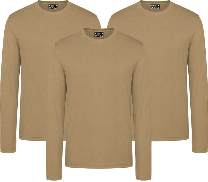 Army Universe Lightweight Breathable Long Sleeve T-Shirt 3 Pack, 100% Polyester Moisture Wicking Athletic Tee Shirt