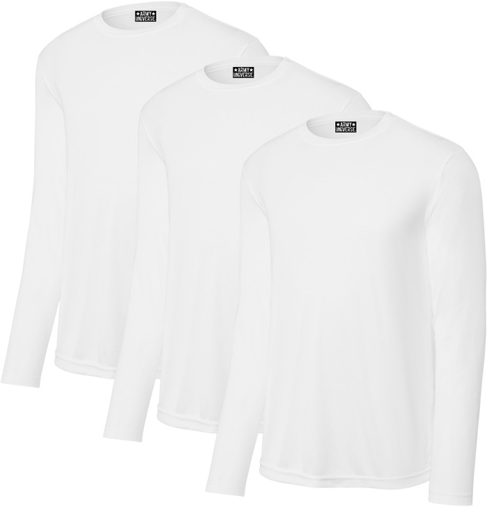 Army Universe Lightweight Breathable Long Sleeve T-Shirt 3 Pack, 100% Polyester Moisture Wicking Athletic Tee Shirt