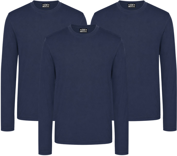Army Universe Lightweight Breathable Long Sleeve T-Shirt 3 Pack, 100% Polyester Moisture Wicking Athletic Tee Shirt