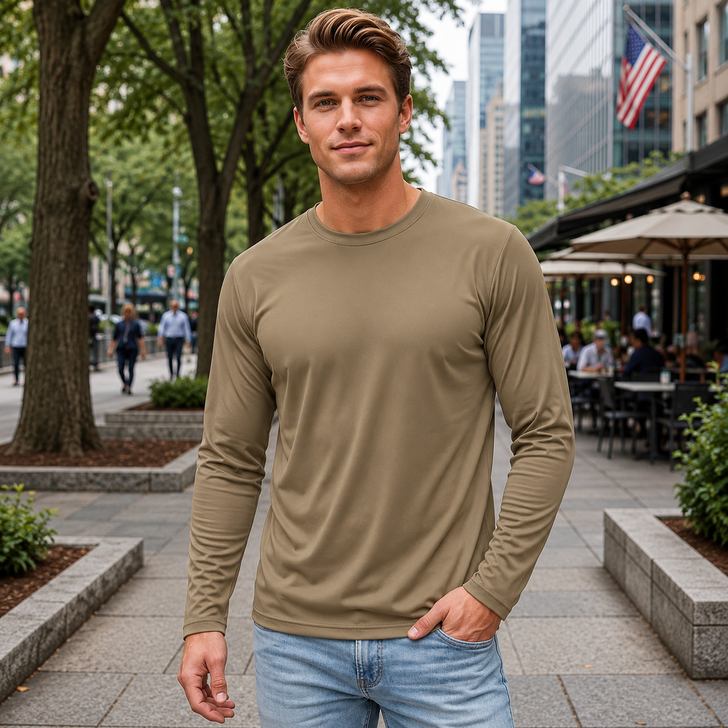 Army Universe Lightweight Breathable Long Sleeve T-Shirt 6 Pack, 100% Polyester Moisture Wicking Athletic Tee Shirt