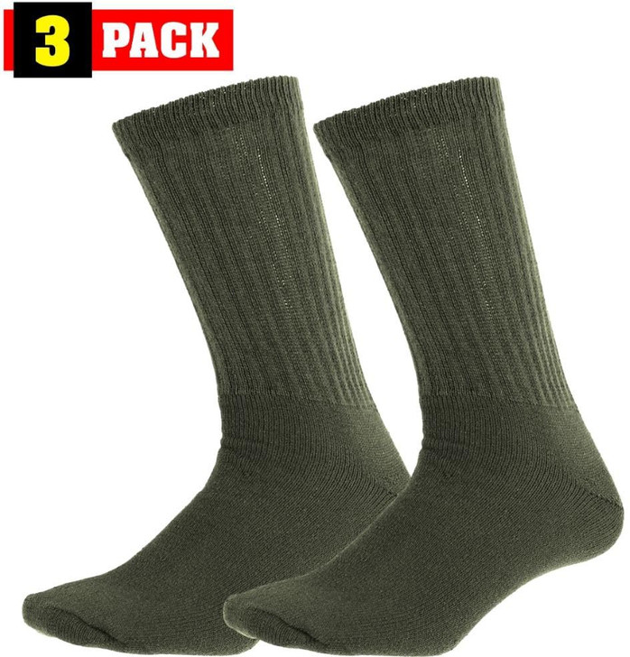 Athletic Crew Socks US Made Physical Training PT Hiking Military Work Outdoor, 3 Pack
