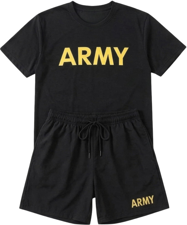 US Army PT T-Shirt & Shorts Set | Performance Moisture Wicking Physical Training Workout Gym Exercise Jogging Uniform