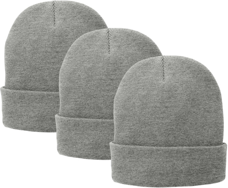 Fleece Lined Winter Beanie Cap - Thermal Cold Weather Unisex Hat, 3 Pack