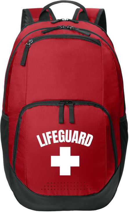 Lifeguard Backpack with Laptop Sleeve & Ventilated Shoe Compartment Red 28L