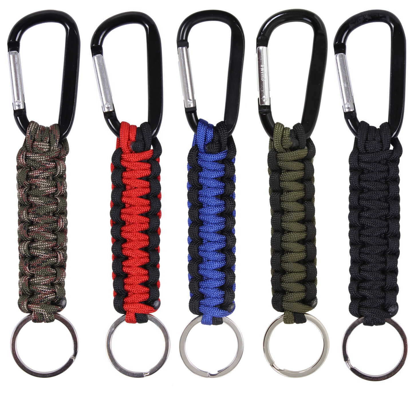 Paracord Keychain & Carabiner Clip Tactical Key Ring Military