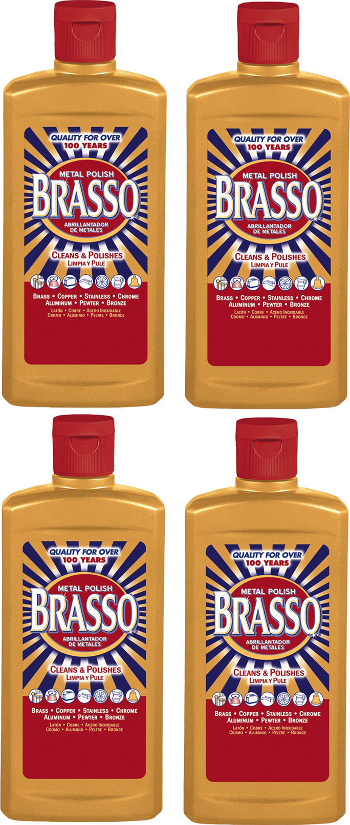 Brasso Multi-Purpose Metal Polish & Cleaning Liquid 8 oz. 4Pack