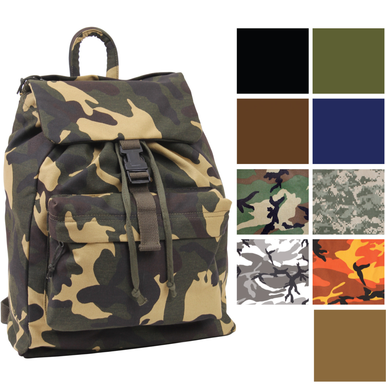 Canvas Military Day Pack Camo Backpack Army Knapsack  display picture 1