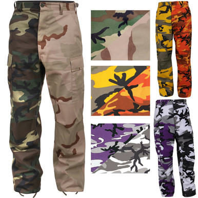 Two Tone Camo Cargo Pants Tactical Fashion BDU Army 6-Pocket Uniform  Fatigues