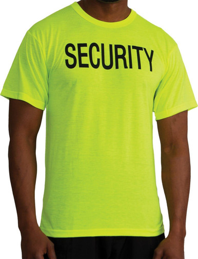 Safety Green 2-Sided SECURITY T-Shirt Comfortable Hi Vis Neon Short Sleeve  Tee