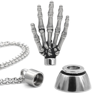 “High Five” Skeleton Hand Necklace With Magnetic Ornament