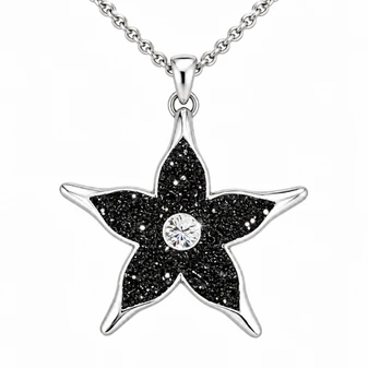 Black Star Necklace Silver Plated