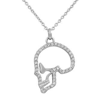 Skull Pendant with Crystal-Encrusted Line Design