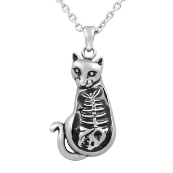 Cat Necklace Full Tummy Kitty Fish Bone