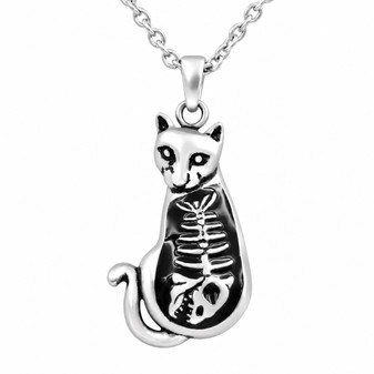 Cat Necklace Full Tummy Kitty Fish Bone