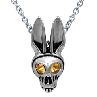 Bunny Skull Birthstone Necklace With Swarovski Crystal