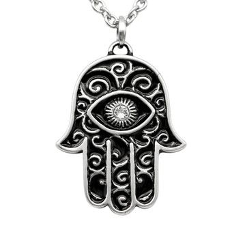 Crystal-Eyed Hamsa Necklace - Symbol of Friendship and Protection