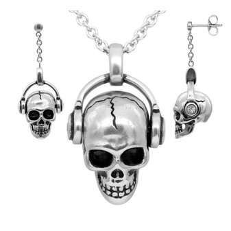 Rock ’N’ Skull Necklace & Earrings Set