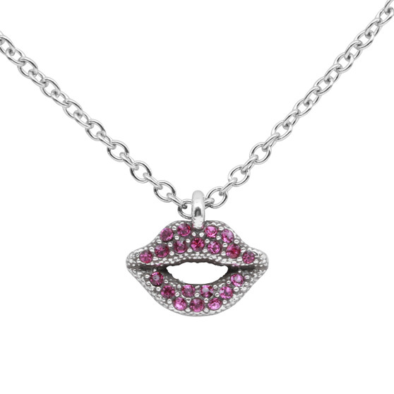 Fuchsia crystal Lips Necklace 