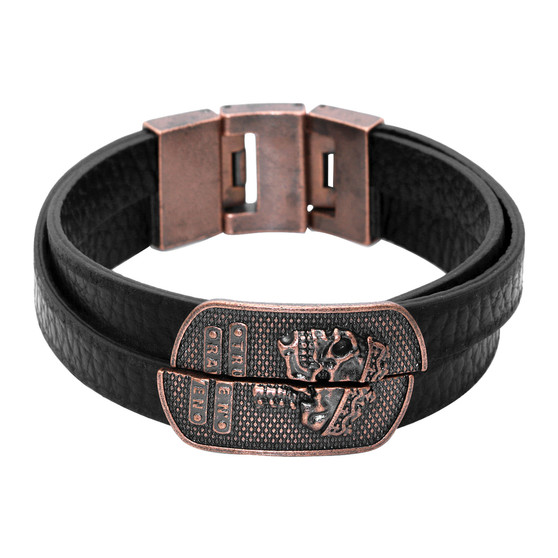Skull Bracelet -  Skull King Double Strap - Copper