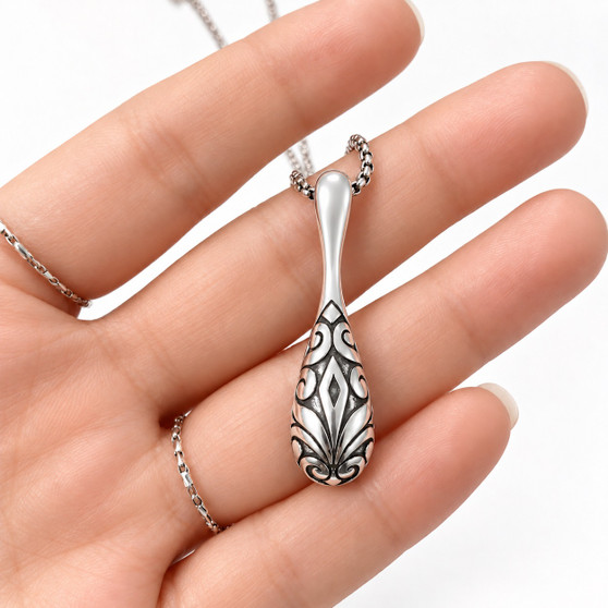 Droplet Pendant Necklace Silver-Plated Stainless Steel 17–19”