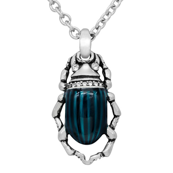 Teal blue beetle Necklace - Cleopatra’s Delight 