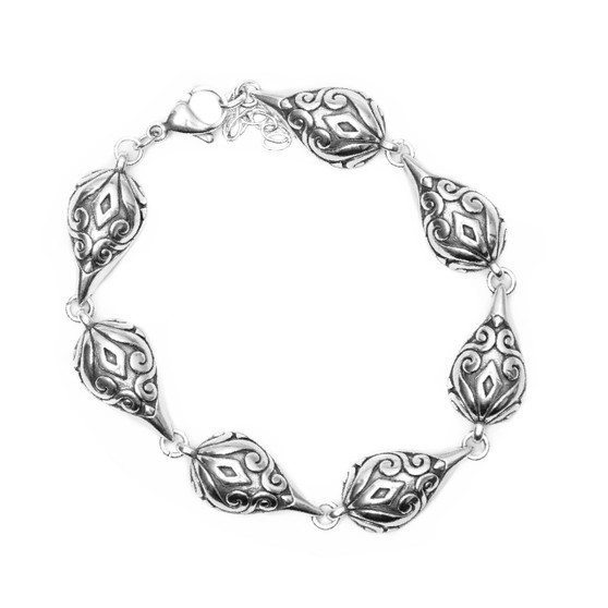 Engraved Elegance Silver-Plated Bracelet