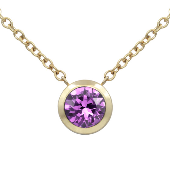 Birthstone Sphere Gold-Plated Stainless Steel Necklace with Crystal